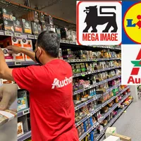 Angajat Auchan Colaj Profimedia Images/Facebook. Auchan/Mega Image/Lidl