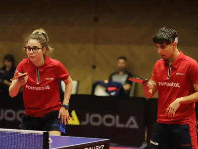 Sportivii români au obținut 4 medalii în probele de dublu de la Europenele Under-21 de ping-pong. - Foto: Federația Română de Tenis de Masă