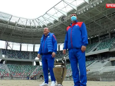 Adrian Bumbescu și Ștefan Iovan, doi dintre jucătorii cu care Steaua câștiga Cupa Campionilor Europeni în 1986 Foto: Steaua Tv