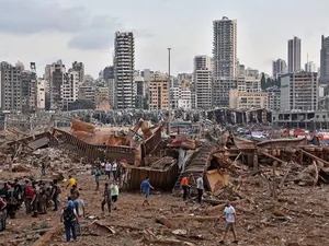 Locul exploziei din Beirut/FOTO: g4media.ro