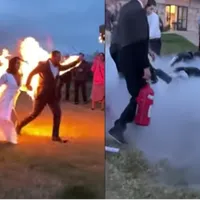 VIDEO Doi miri și-au dat foc în timp ce mergeau la altar pentru a se căsători/FOTO: Captura Video/Colaj Newsweek