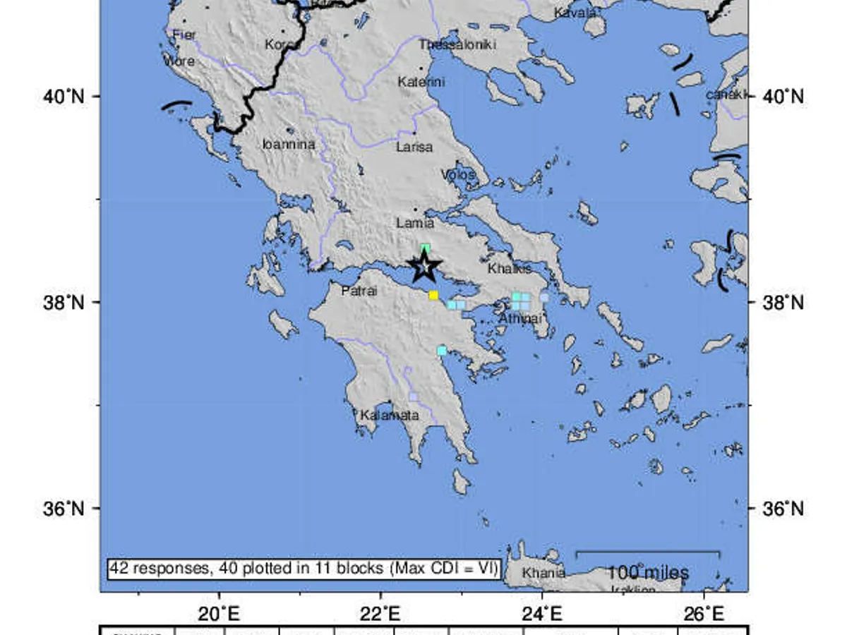 Cutremur de 5 grade pe scara Richter, în centrul Greciei. / Foto: earthquake.usgs.gov