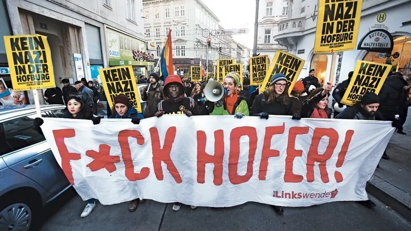 O demonstrație din 2016 împotriva unui candidat de dreapta, Norbert Hofer. Foto Getty Images