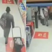 Bărbat surprins de camere când fura dintr-un supermarket - Foto: Facebook/Ministerul Afacerilor Interne