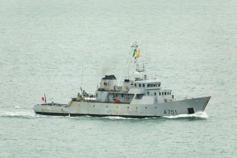 Irlanda, teren de antrenament. Portul Cork, Irlanda. 30 martie 2026. Nava de antrenament Lynx, a Marinei Franceze, Clasa L&eacute;opard, pleacă după o vizită &icirc;n port - Foto: Profimedia Images