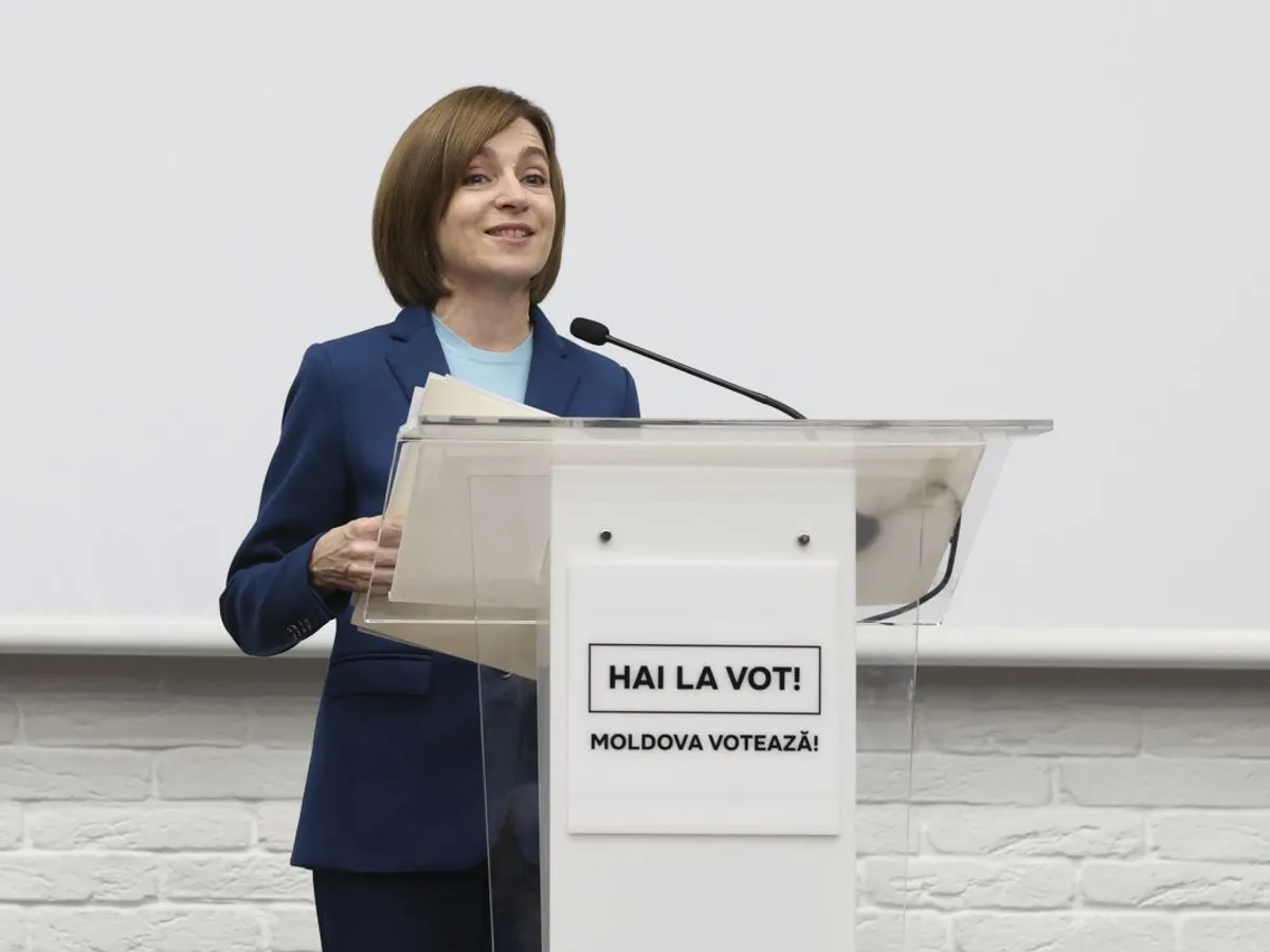 Maia Sandu mulţumeşte votanţilor moldoveni, la Chişinău, pe 4 noiembrie 2024 - Foto: INQUAM PHOTOS/Elena Covalenco