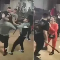 Interlopii s-au luat la pumni și picioare și au folosit bâte și crose de golf în clubul ilegale de manele al unui sirian din Timisoara Foto: captură Youtube