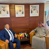 Președintele Camerei de Comerț și Industrie a României, Mihai Daraban și președintele Federației Camerelor de Comerț și Industrie a Emiratelor Arabe Unite,  Abdullah Mohamed Al Mazrui Foto: CCIR