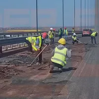 Lucrare de „calitate”! Podul Golden Gate de la Brăila, deschis în 2023, reasfaltat a 5-a oară - Foto: captură ecran