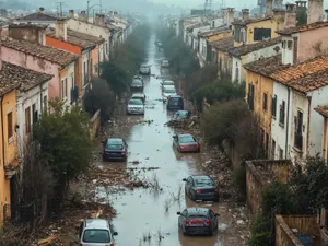 Stradă distrusă de inundaţii - Foto: Freepik/CC0 (imagine cu caracter ilustrativ)