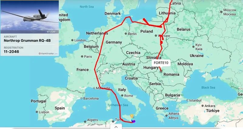 Forte10, deviere neobișnuită de la Flancul estic NATO - Foto: ItaMilRadar