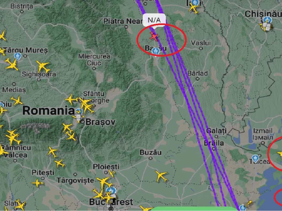 Război în Ucraina: Record de avioane-spion aliate pe cerul României". Aliații revin cu ochii pe ruși FOTO Captura flightradar24.com