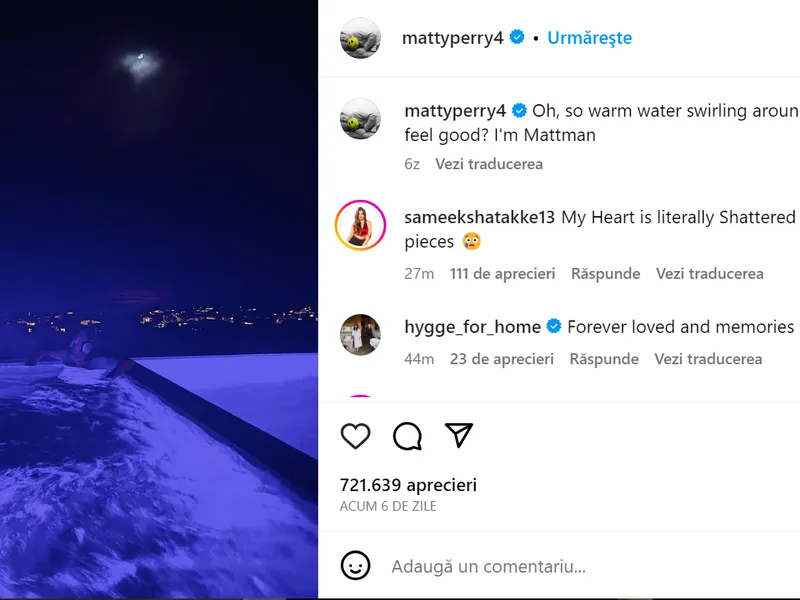 Premoniția din postarea ui Mathew Perry pe Instagram Foto: Instagram