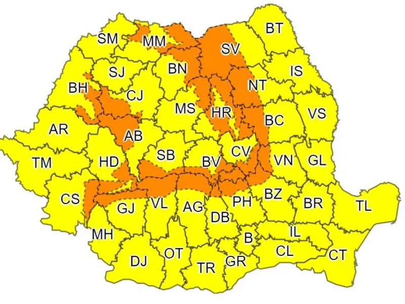ANM: Cod galben de vânt puternic în întreaga ţară, Cod portocaliu de viscol la munte - Foto: Meteo România