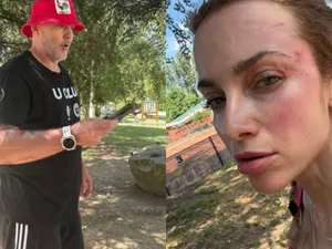 FOTO Un bărbat a bătut o femeie în parc, de față cu fiica ei: ”A recurs la un gest josnic”. Agresorul: ”Să-ți închizi gura”