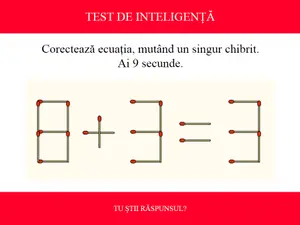 TEST DE INTELIGENȚĂ Corectează ecuația 8+3=3, mutând un singur chibrit. Ai doar 9 secunde să rezolvi - Foto: Colaj Newsweek