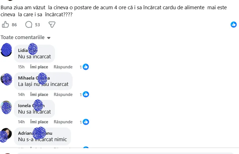 Postări despre cardul de alimente - Foto: FB
