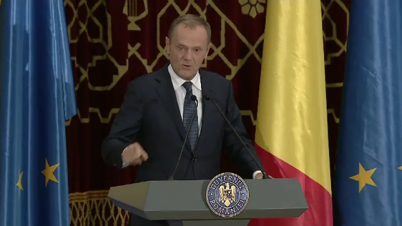 Donald Tusk a vorbit despre Nichita Stănescu și Duckadam. Captură Știrile Pro TV