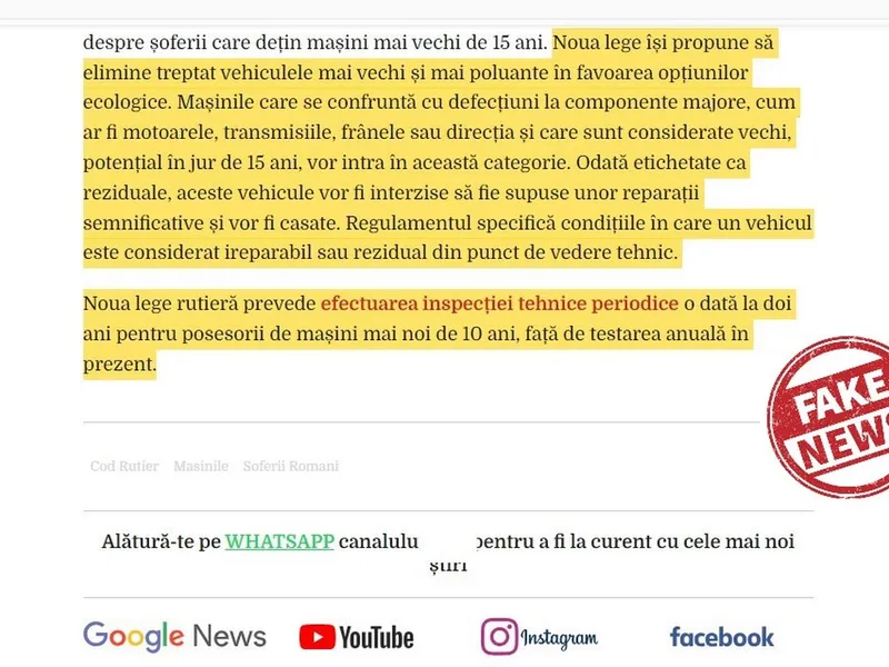 „Fake News”, demontat de RAR. Românii își pot repara liniștiți mașinile mai vechi de 15 ani - Foto: Facebook/Registrul Auto Român Oficial