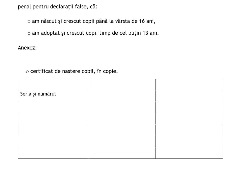 Foto: Cerere tip pentru pensionare