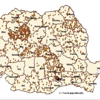 Harta cazurilor de îmbolnăvire cu virus gripa. Sursa: Institutul Național de Sănătate Publică