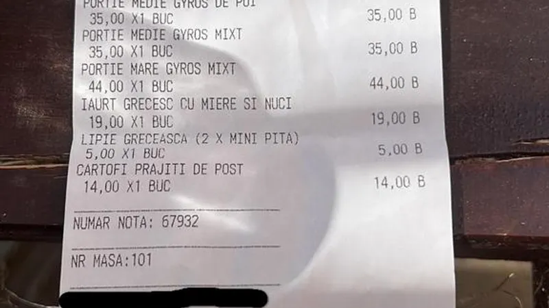 „Parfum” grecesc, la Năvodari: 9 euro un gyros mare, 6 euro scoici prăjite, 4 euro apa plată. / Foto: Newsweek România