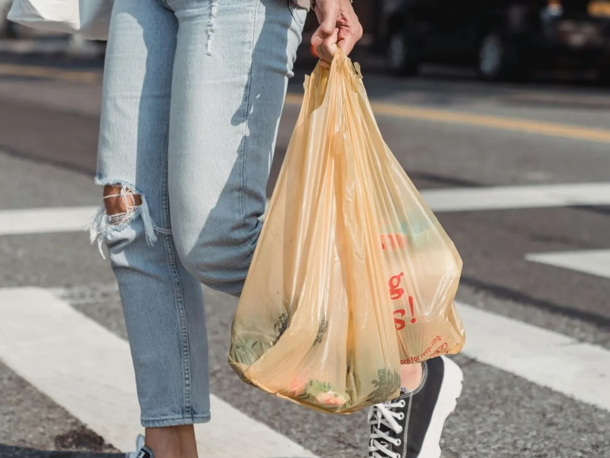 Femeie mergând acasă, după ce a făcut cumpărături. Acestea sunt într-o pungă de plastic - Foto: Pexels/Kevin Malik