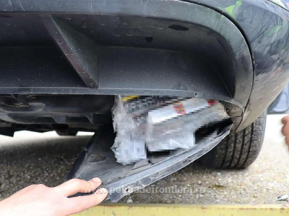 Țigări ascunse în mașină - Foto: Poliția de Frontieră