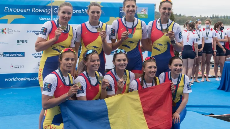 Daniela Druncea, pe rândul de jos, prima din dreapta, medaliată cu aur la Campionatul European din 2021 Foto: profimediaimages.ro