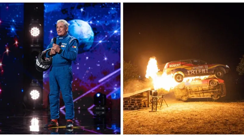 VIDEO Un cascador român a făcut senzație la Românii au talent. Și-a găurit rezervorul ca să ia foc - Foto: Captură video/ Youtube
