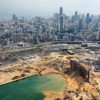 Craterul din portul din Beirut. FOTO: english.alarabiya.com