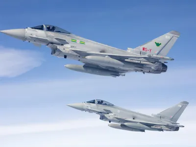 Bombardiere rusești, interceptate de avioane britanice în zona de patrulare nordică a NATO (imagine cu rol ilustrativ)-Foto: RAF