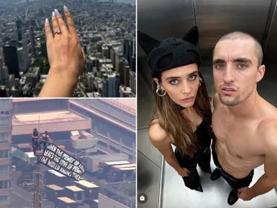 Cerere în căsătorie virală în vârful Empire State Building - Foto: X/@nexta_tv