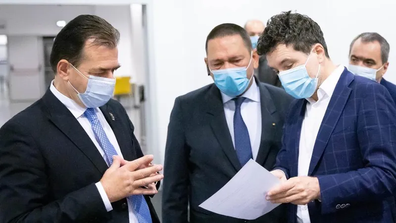 Nicușor Dan cu Ludovic Orban și prefectul Traian Berbeceanu. Sursa foto: Facebook Nicușor Dan