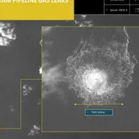 Scurgerile de gaz din conductele Nord Stream, fotografiate din satelit. Foto: Profimedia