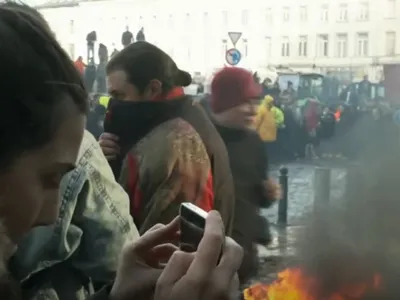 Fermierii protestează la Bruxelles Foto: captură video