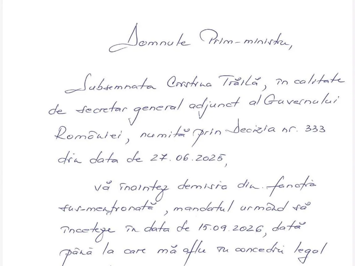 demisie - Foto: facebook/ Cristina Trăilă