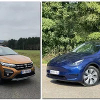 Moment istoric! „Meciul” anului 2023 în Europa se dă între Tesla Model Y și Dacia Sandero - Foto: colaj NW