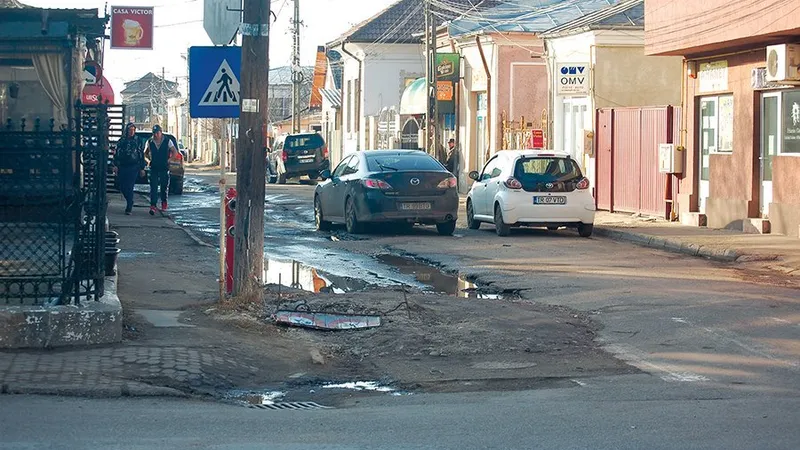 Orașul Turnu Măgurele, murdar și plin de gropi. Se estimează că jumătate din populație a părăsit orașul, cei mai mulți în Occident