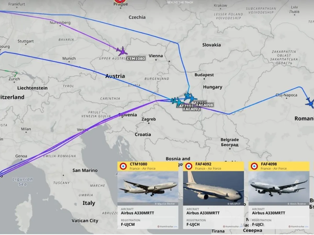 Activitatea avioanelor de luptă ale Franței și Belgiei la 12 noiembrie - Foto: ItaMilRadar