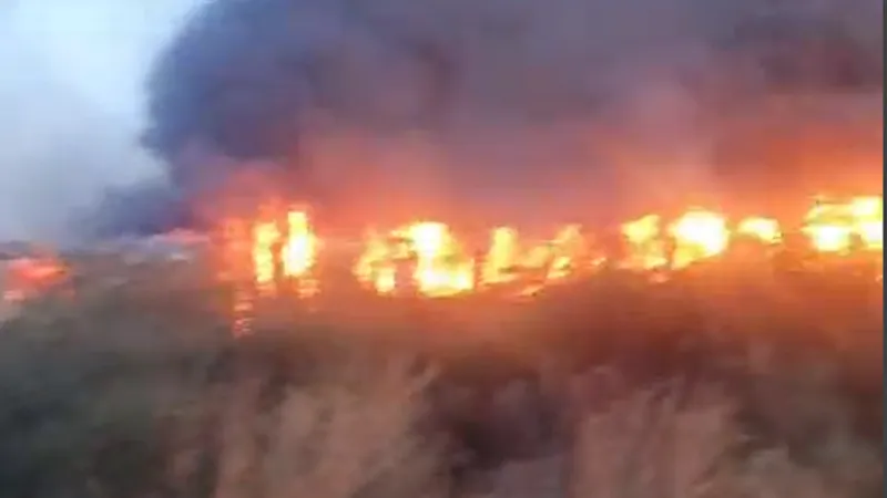 Un tren a luat foc în Bihor. Pasagerii s-au autoevacuat când au văzut că vagoanele iau foc Foto: captură video news.ro
