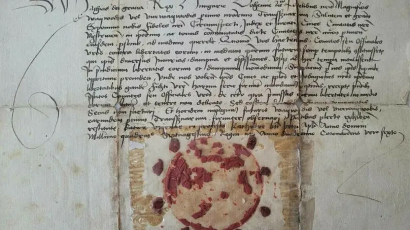 Regele Ungariei a semnat un document acum 130 ani. A fost găsit de curând în Bistrița-Năsăud Foto: bistriteanul.ro