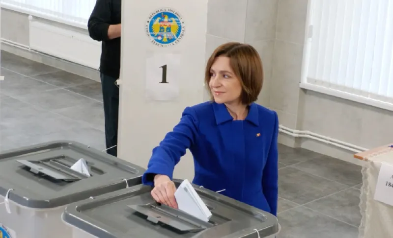 Maia Sandu, președinta Republicii Moldova, a votat  - Foto: captură Privesc.eu