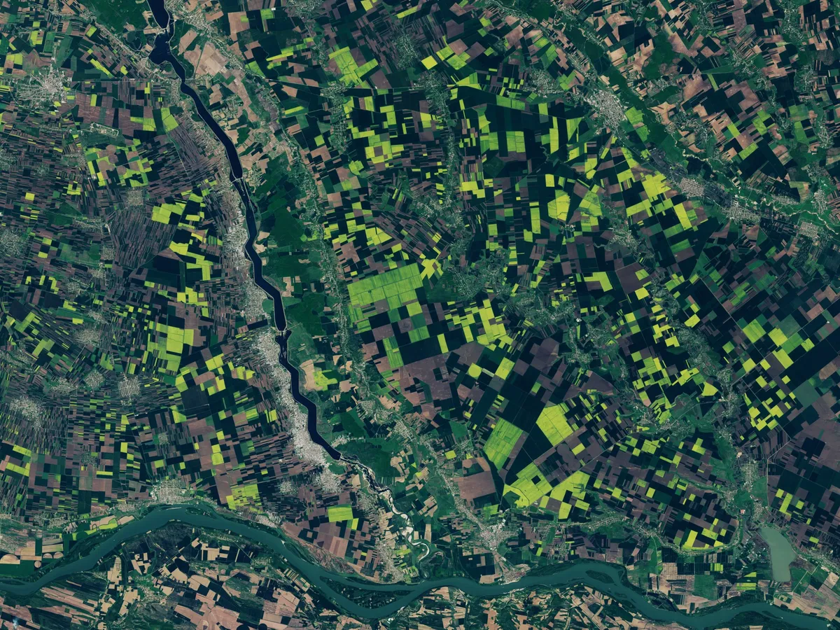 Cum arată „exploziile” de pe câmpurile agricole din sudul României surprinse de un satelit NASA - Foto: Facebook/U.S. Embassy Bucharest