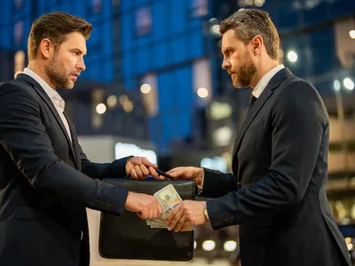 Bărbat care primește mită de la un alt bărbat - Foto: Freepik (rol ilustrativ)