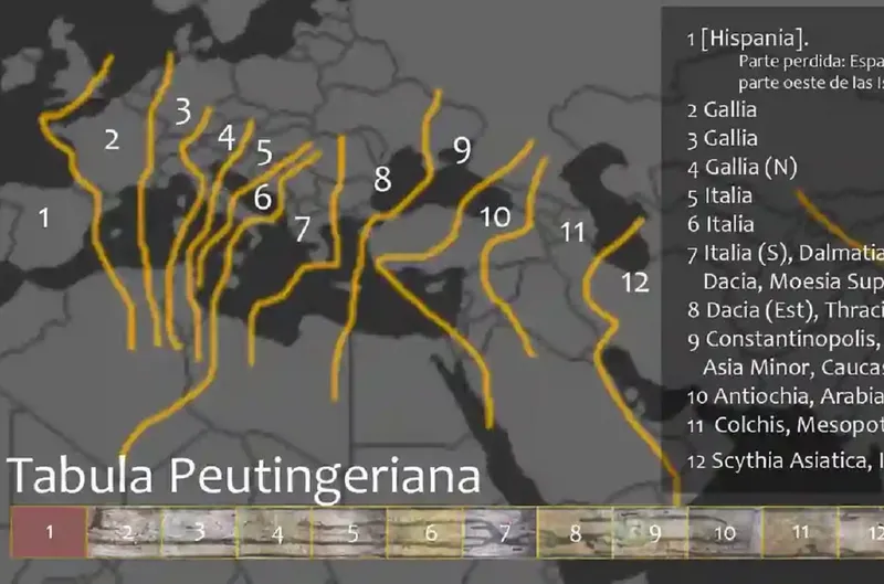 Segmente ale hărții rutiere romane