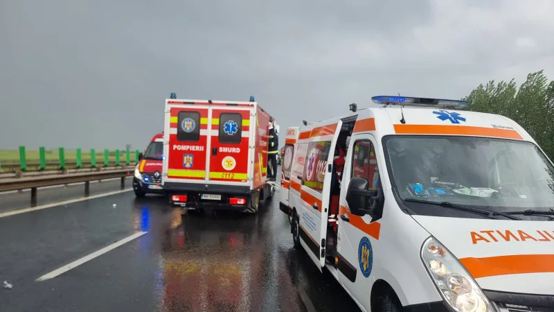 Plan Roșu de Intervenție după un accident grav pe autostrada A1. S-au trimis 10 ambulanțe SMURD - Foto: ISU Arad