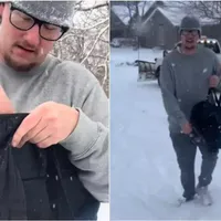 Un curier a devenit viral după ce a livrat o comandă pe o furtună de zăpadă și a primit bacșiș 2$ - Foto: Captură TikTok