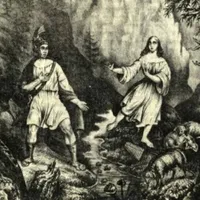 Desen ce o reprezintă pe Dochia fugind de Traian - Foto: Historia.ro