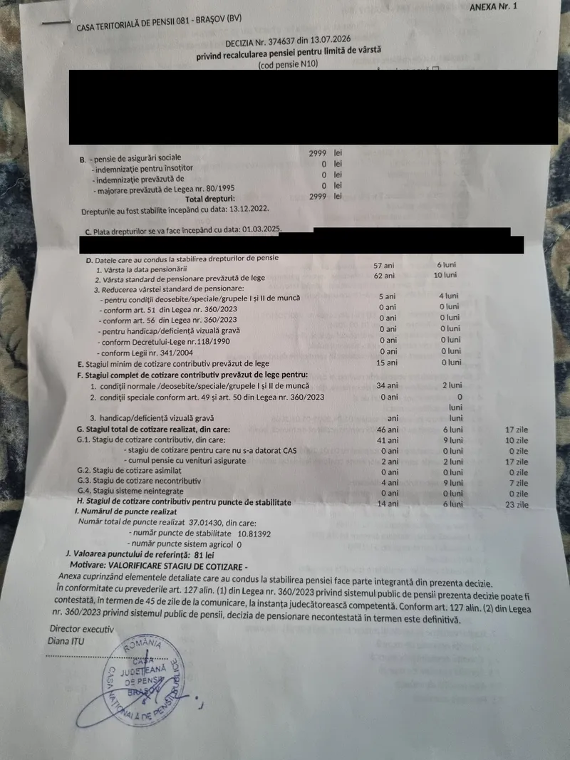 Decizie de pensionare - Foto: Facebook